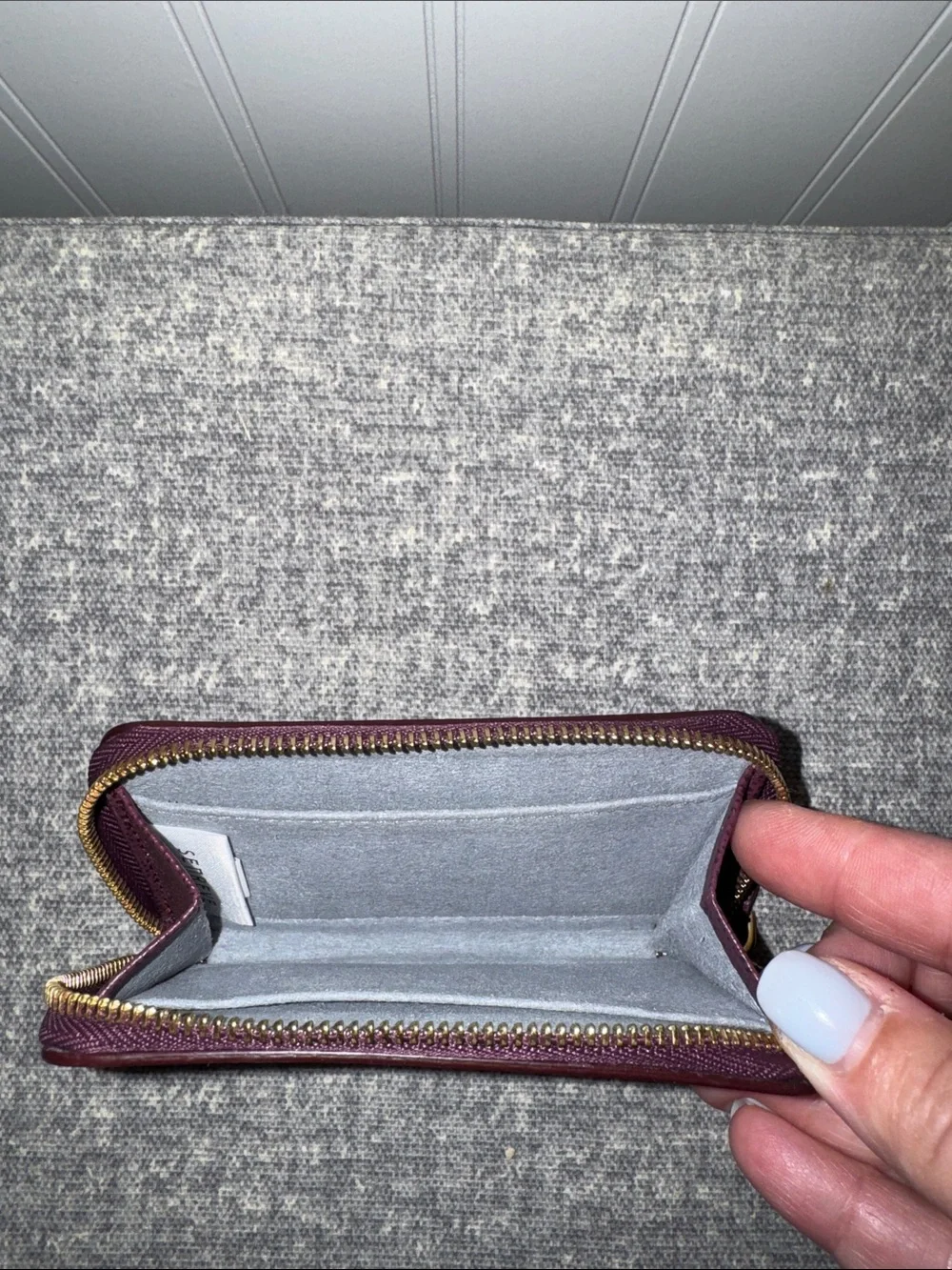 Senreve Plum/Burgundy Pebbled Leather Zip Wallet-Authentic